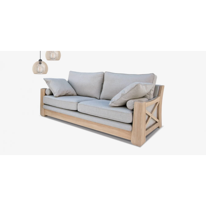 RIEŠĖ sofa su natūralaus ąžuolo porankiais