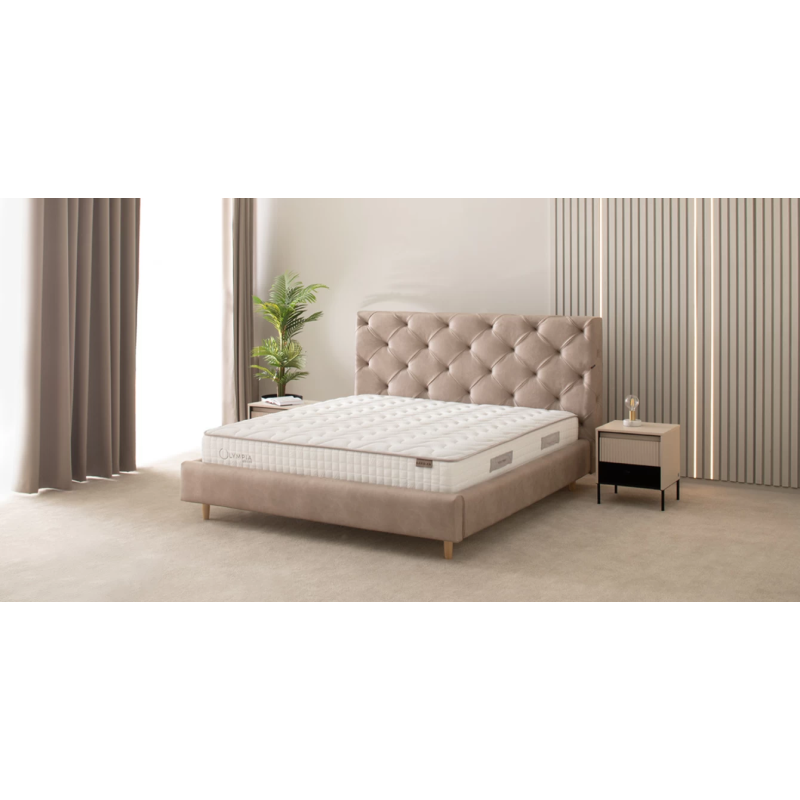 Dvigulė lova su patalynės dėže ir grotelėmis