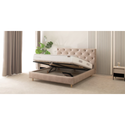 Dvigulė lova su patalynės dėže ir grotelėmis