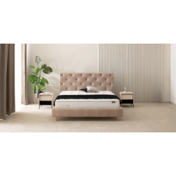 Dvigulė lova su patalynės dėže ir grotelėmis