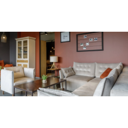 Elegantiškas fotelis su aukštomis kojelėmis