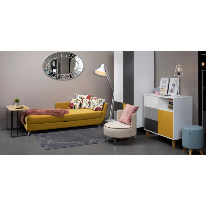 Sofa-lova 90×195 su patalynės dėže – audinių pasirinkimas