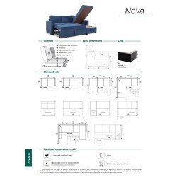 Minkštas kampas Nova su miegojimo funkcija