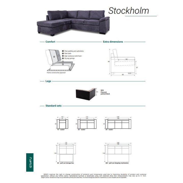 Minkštas kampas STOCKHOLM su miegojimo funkcija