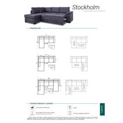 Minkštas kampas STOCKHOLM su miegojimo funkcija