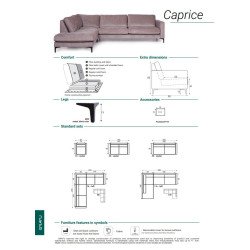 Minkštas kampas Caprice su lounge dalimi