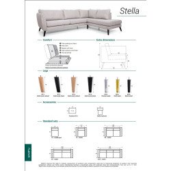 Minkštas kampas Stella su aukštomis kojelėmis