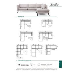 Minkštas kampas Stella su aukštomis kojelėmis