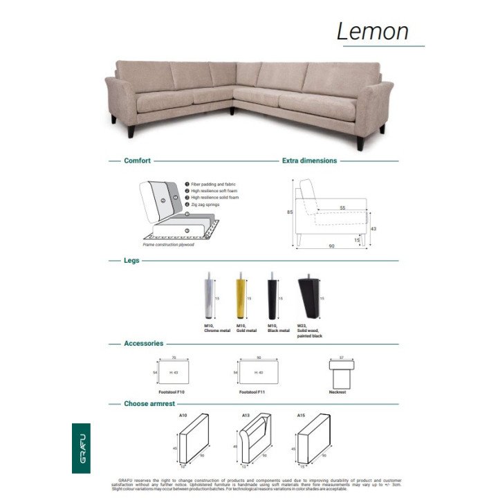Minkštas kampas Lemon – elegantiškas dizainas