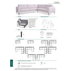 Minkštas kampas Canto su aukštomis kojelėmis