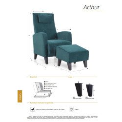 Klasikinis fotelis su pakoju – ilgaamžis