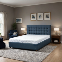 Lova su patalynės dėže ir patikimu pakėlimo mechanizmu