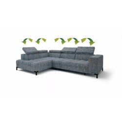 Arte moderni kampinė sofa su metalinėmis kojelėmis