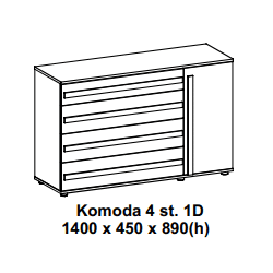 Komoda Marco su stalčiais ir durelėmis