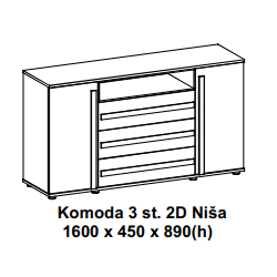 Komoda Marco su stalčiais ir durelėmis