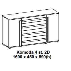 Komoda Marco su stalčiais ir durelėmis