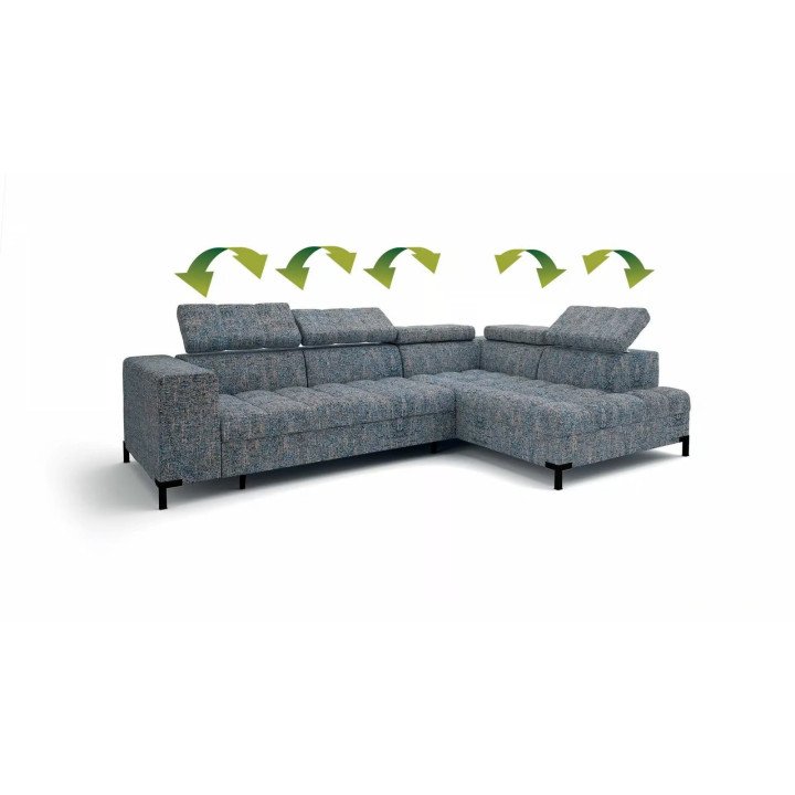 Arte kampinė sofa su dygsniuota sėdimąja dalimi