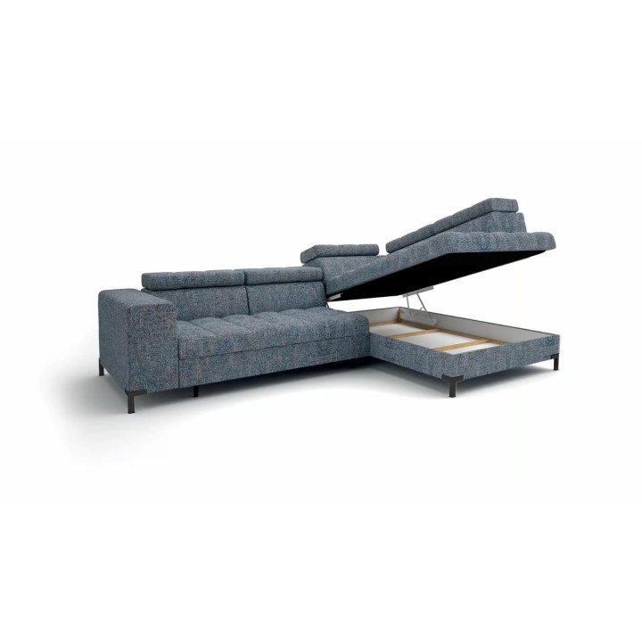 Arte kampinė sofa su dygsniuota sėdimąja dalimi