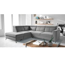 Elbrus kampinė sofa su pufu ir dviem patalynės dėžėmis