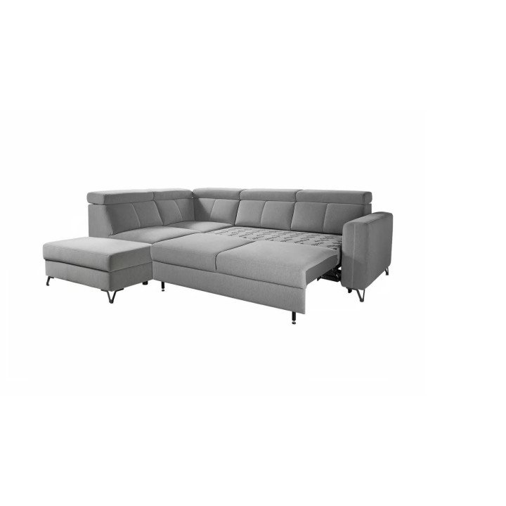 Elbrus kampinė sofa su pufu ir dviem patalynės dėžėmis
