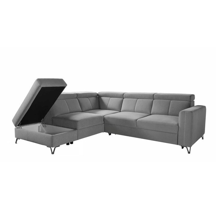 Elbrus kampinė sofa su pufu ir dviem patalynės dėžėmis