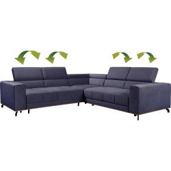 Party kampinė sofa su reguliuojamomis galvos atramomis