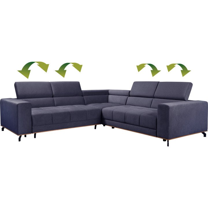 Party kampinė sofa su reguliuojamomis galvos atramomis
