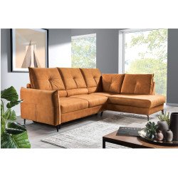 Cento kampinė sofa su dekoratyvinėmis siūlėmis