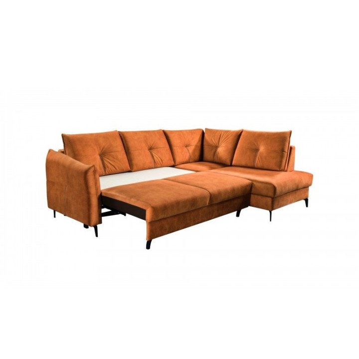 Cento kampinė sofa su dekoratyvinėmis siūlėmis