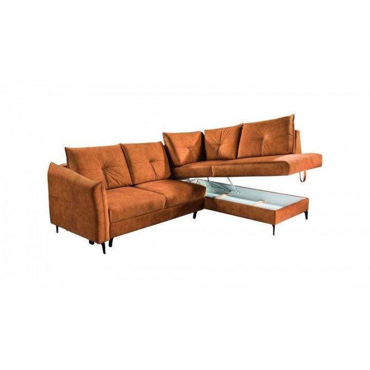 Cento kampinė sofa su dekoratyvinėmis siūlėmis