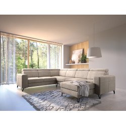 Modulinė kampinė sofa Aspen su chromuotomis kojelėmis