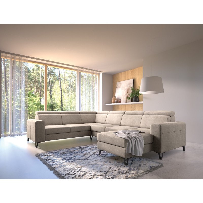 Modulinė kampinė sofa Aspen su chromuotomis kojelėmis