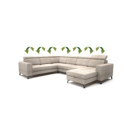 Modulinė kampinė sofa Aspen su chromuotomis kojelėmis