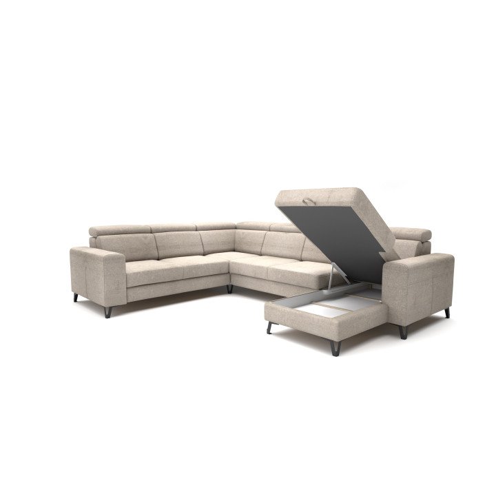 Modulinė kampinė sofa Aspen su chromuotomis kojelėmis