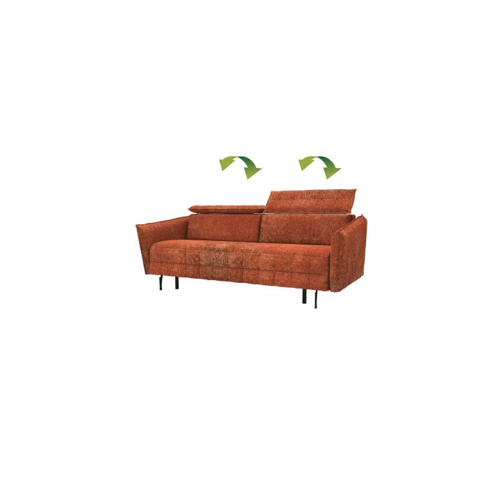Molta sofa su reguliuojamomis galvos atramomis