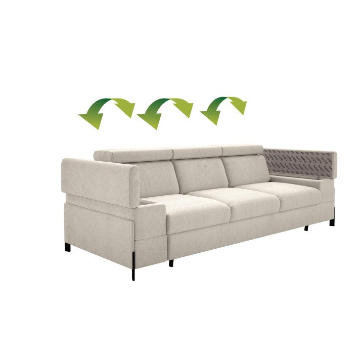 Ulises sofa su plačiais porankiais ir daiktadėže