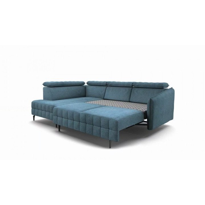 Molta kampinė sofa su reguliuojamomis galvos atramomis